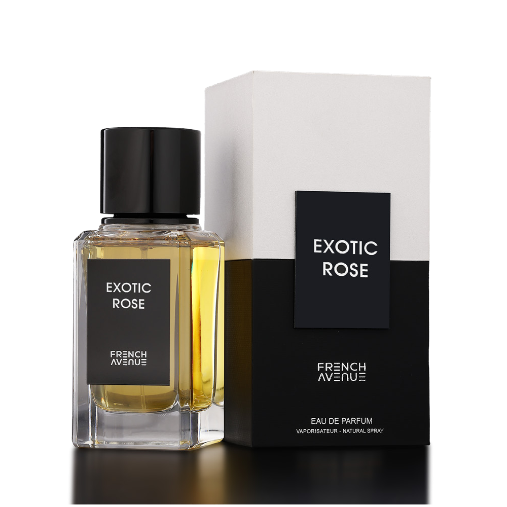 flacon Exotic Rose parfum mixte floral boisé 80ML vue studio